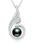 KANNSOAR Phoenix Tahitian Black Pearl Necklace 18K Gold-Plating Sterling Silver Fine Jewelry Wedding Birthday Anniversary Valentines Day Christmas Mothers Day Gifts for Wife Women Mom Lover Girlfriend Her