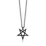 TempBeau Satanic Pentagram Pendant Necklace Stainless Steel - Handmade Upside Down Pentacle Charm Link Chain, Minimalist Necklaces Jewelry Gifts for Men Teen Women