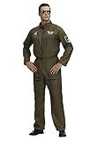 frawirshau Flight Suits for Men Fighter Pilot Costume Halloween Costume Green Jumpsuit Plus Size 2XL