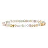 Angelstones Natural Gemstone Stretch Bracelet, 4mm Faceted Round Beads, Crystal Healing for Women (Multicolor Amazonite)