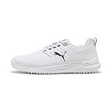PUMA Men's Ignite Elevate 2 Wide Golf Shoes, White Black Silver, 10
