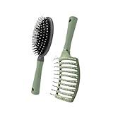 2 Pack-Air Cushion Comb Brush and Curved Vented Hair Brush,Hair brush with Effortless Tangle Removal,For Wet Dry Damaged Curly Hair for Women Men Boys Girls Kids.