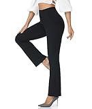 Agenlulu High Waisted Dress Pants for Women Bootcut Elastic Waist Black Work Slacks for Women Business Casual 28" Inseam