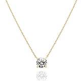 PAVOI 14K Gold Plated Crystal Solitaire 1.5 Carat (7.3mm) Cubic Zirconia Dainty Choker Necklace | Gold Necklaces for Women