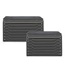 Owleys Car Caddy Organizer Set - 17.7" + 21.6" SUV Trunk Organizer Bundle For Road Trips, Groceries & Tools - Foldable Crates With Magnetic Lids - Stylish Gift For Men - Black Highway