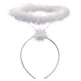 Funcredible White Angel Halo Headband - Feathered Halo - Halloween Headband - Angel Costume Accessory - For Women, Men & Kids