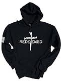 Trenz Shirt Company Mens Christian Hoodie Redeemed Nail Cross Hooded Sweatshirt Hoodie-Black-xxl