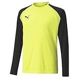 PUMA unisex child Team Pacer Goalkeeper Long Sleeve Jersey T Shirt, Fluorescent Yellow-puma Black-puma White, Small US