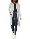 Amazon Essentials Women's Lightweight Longer Length Open-Front Long-Sleeve Cardigan Sweater (Available in Plus Size), Light Grey Heather, Small