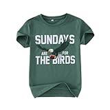 GLIGLITTR Football Shirt for Boys Girls Sundays for The Birds Football Games T-Shirt Kids Sports Fans Short Sleeve Tee Tops (Green, 7-8Y)
