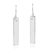 AeraVida Modern Chic Minimalist Inspired Rectangle Shaped Bar .925 Sterling Silver Fishhook Dangle Earrings