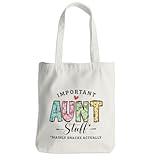 Aunt Gifts Auntie Gift Ideas Aunt Tote Bag from Niece Beach Bag Book Shopping Reusable Grocery Bags for Women Female Friend Auntie Birthday Mothers Day Christmas Anniversary Appreciation