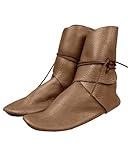 Syktkmx Mens Renaissance Boots Medieval Viking Cosplay Slip on Lace Up Western Pirate Tied Halloween Cuff Shoes