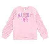 Barbie Little Girls Fleece Pullover Sweatshirt with Faux Fur Sleeves Pastel Pink 6