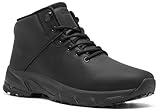 SHULOOK Non Slip Work Boots for Men Slip Resistant Shoes Waterproof Food Service Chef Kitchen Restaurant Working Boots Casual Leather Ankle Boot Outdoor Walking Booties Black Size 10