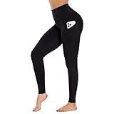 GAYHAY Leggings with Pockets for Women - 19" / 25" Yoga Pants High Waist Tummy Control Compression for Workout Black