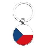 Art Attack Czech Republic Flag Keychain, Czechia National Football Soccer Team Accessories History Party Favor Fan Car Key Chain Ring Pendant Charm (Silver)