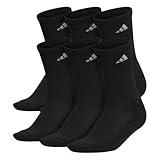 adidas Women's Athletic Cushioned Crew Socks with Arch Support, 6-Pack, Durable, Moisture-Wicking, Black/Aluminum 2, Medium