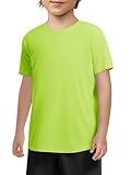 Haloumoning Boys Short Sleeve Athletic T-Shirts Kids Basic Quick Dry Lightweight Performance Tees 5-14 Years