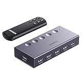 UGREEN HDMI Switch 5 in 1 Out 4K@60Hz, HDMI Splitter with Remote 5 Port Switcher Selector Box Support 3D CEC HDR HDCP2.2 Compatible with PS5/4/3 Xbox Nintendo Switch Roku TV Fire Stick Grey