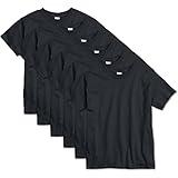 Hanes Big Boys' Essentials Short Sleeve T-shirt Value Pack (6-pack), Black, Large