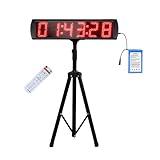 GAN XIN Large LED Display Digital Race Timer with Battery,Function-Countdown/Up/Time Clock, Remote Control, Tripod Stand and Adjustable Brightness for Sports Events, Races, Meetings, Presentations