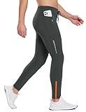 baleaf Men's Thermal Running Tights Winter Cycling Pants Fleece Lined Compression Leggings Zipper Pockets Cold Weather Gear Dark Gray M