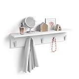 Mobili Fiver, Wall coat hanger, Rachele, 31.49 in, Matt White, Made In Italy