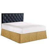 Luxury Bed Skirt on Amazon! Celine Linen Luxury 1500 Premier Wrinkle Resistant Hotel Quality Stripe Bed Skirt/Dust Ruffle - Pleated Tailored 14inch Drop, Full, Gold