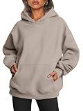 Trendy Queen Womens Oversized Hoodies Fleece Sweatshirts Long Sleeve Sweaters Pullover Fall Outfits Winter Clothes Coffee Grey M