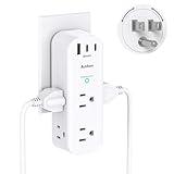 Surge Protector Wall Outlet Extender, Multi Plug Outlet with Rotating Plug, 6 AC Outlets 3 USB Ports (2 USB C), 1800J, 3-Side Power Strip Wall Mount, Outlet Splitter for College Dorm Travel Essentials