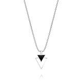 Galis Mens Necklace - Premium Stainless Steel Necklace for Men, Silver Chain for Men, Non Tarnish with Triangle Black Enamel Pendant, Chain Pendants, Stylish - Gifts for Him 24"