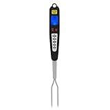Jerlifkyer Digital Meat Thermometer Fork,Instant Read Temperature with LED Screen and Ready alarmfood Probe Gadget for Grilling, Barbecuing and Cooking
