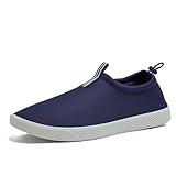 Lands' End Slip On Water Shoes Men, Quick Dry Neoprene Sport Mens Water Shoes for Beach, Pool, or River with Drainage Holes, Aqua Swim Shoes for Men - Deep Sea Navy Blue, 10 Medium