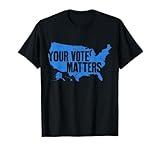 Your Vote Matters Blue Map T-Shirt