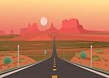 Loccor 9x6ft Fabric Highway in Monument Valley Backdrop Arizona Dusk Desolate Western Desert Road Utah Photography Background West Road Trip Highway Party Photo Booth Studio Props
