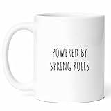 Powered By Spring Rolls Mug - Asian Cuisine Coffee Cup - Foodie Funny Gift From - Appetizer Lovers Tea Mugs - Crispy Roll Cups - 11 Oz Ceramic Gifts For Enthusiasts, Birthday, Him, Her, Christmas