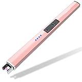 FUKKUDA Electric Candle Lighter with Safety Switch - USB Rechargeable Windproof & Flameless Plasma Arc Lighter for Easter Basket Stuffers (Rose Gold)