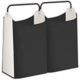 STORAGE MANIAC 2 Pack Large Laundry Hamper with Sturdy Metal Handle, Collapsible Laundry Basket, Freestanding Waterproof Clothes Hamper for Laundry Room, Bedroom, Dorm, Towels, Toys, Black & White