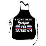 I Don't Need Recipes I'M Russian Aprons Cooking Baking Novelty Chef Father's Day Gifts Kitchen BBQ Decor Color:Russian