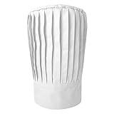 SUNRISE Pleated Tall Chef Hat in White, Adjustable Chef Hat for Cooking, Grilling & BBQ.