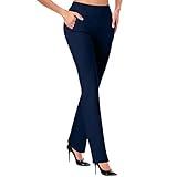 Daily The Day of Deals of Prime Today Only,Work Pants Women Stretch,Women Business Casual Office Work Pants Premium Stretch Yoga Pants High Waist Work Dress Pant Workout Slacks,Navy-C,X-Large