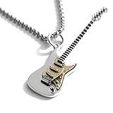 Rock Music Guitar Necklace for Men Women Punk Gothic Dangle Pendants Choker Necklaces Statement Fashion Personalized Jewelry Hip Hop Biker Jewelry for Friend Dad Bff Adjustable Rolo Chain 24 Inch