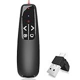 Wireless Presentation Clicker PowerPoint Presenter Remote : USB Type C Clicker with Red Laser Pointer Long Range PPT Control -Power Point Google Slide Advancer for Mac Laptop PC Computer Keynote