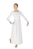 EUROTARD Womens 13524 Long Sleeve Worship Praise Liturgical Full Dance Dress (White, Medium)