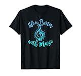 LIFE IS BETTER WITH MUSIC Notes Teen Girl Women Musician T-Shirt