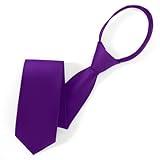 UETLRO Pre Tied Adjustable Purple Zipper Ties for Men 3.15" (8CM) Mens Solid Color Necktie