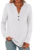 ANRABESS Women's Long Sleeve Shirts 2025 Fall Henley Business Casual Tops Cute T-Shirts Work Blouses Outfits Vacation Clothes White XX-Large