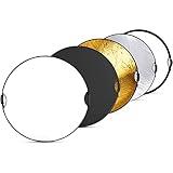 NEEWER 43"/110cm Light Reflector with Handle Grip with 3/8" Thread, 5 in 1 Collapsible Disc Light Diffuser Translucent/Silver/Gold/White/Black for Photography Lighting, Outdoor Lighting, RF-110II