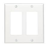 Leviton 2-Gang Decora/GFCI Device Wallplate, Standard Size, Thermoset, 80409-W, White